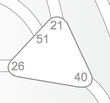 Schéma du centre Ego avec ses 4 portes : 21, 40, 26, 51